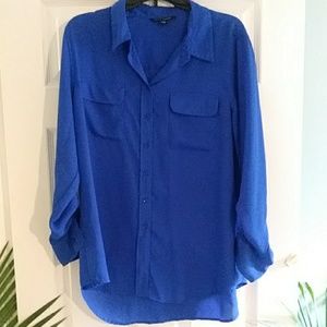 Royal Blue see-through blouse XL